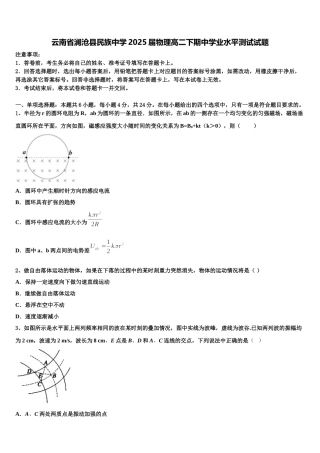 云南省澜沧县民族中学2025届物理高二下期中学业水平测试试题含解析