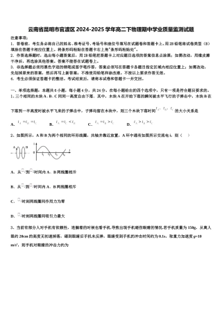 云南省昆明市官渡区2024-2025学年高二下物理期中学业质量监测试题含解析
