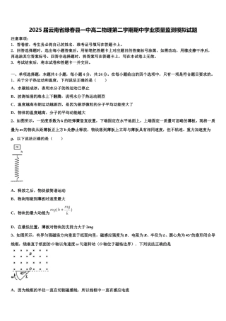 2025届云南省绿春县一中高二物理第二学期期中学业质量监测模拟试题含解析