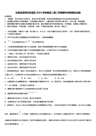 云南省昆明市官渡区2025年物理高二第二学期期中经典模拟试题含解析