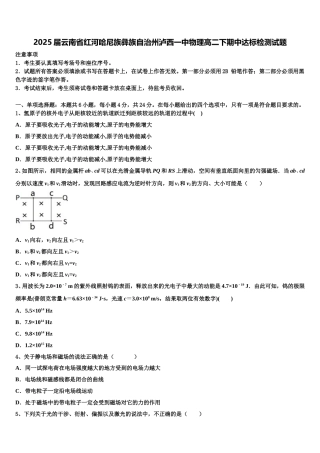 2025届云南省红河哈尼族彝族自治州泸西一中物理高二下期中达标检测试题含解析