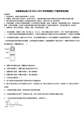 云南省砚山县二中2024-2025学年物理高二下期中联考试题含解析