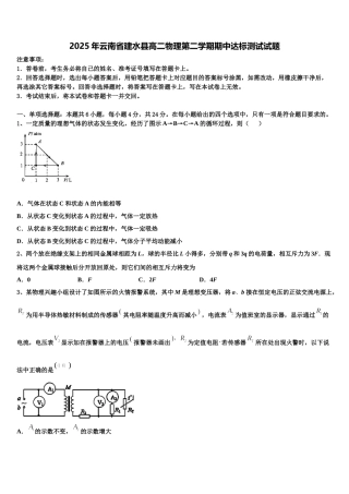 2025年云南省建水县高二物理第二学期期中达标测试试题含解析