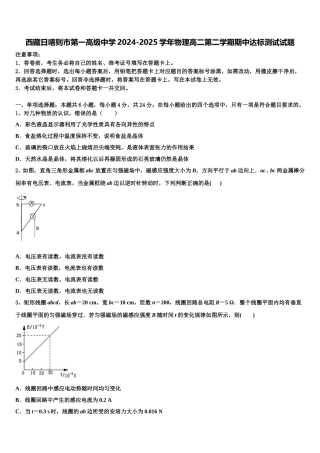 西藏日喀则市第一高级中学2024-2025学年物理高二第二学期期中达标测试试题含解析