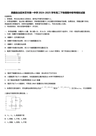 西藏自治区林芝市第一中学2024-2025学年高二下物理期中联考模拟试题含解析
