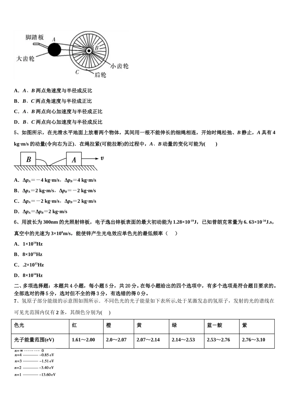 西藏山南地区第二高级中学2025届高二物理第二学期期中学业水平测试模拟试题含解析_第2页