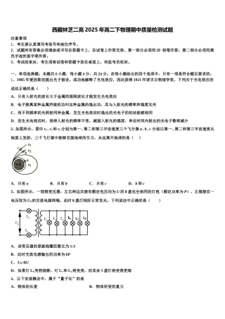 西藏林芝二高2025年高二下物理期中质量检测试题含解析