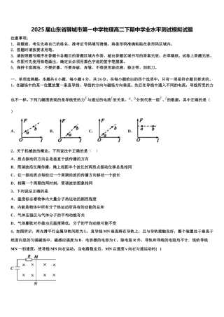 2025届山东省聊城市第一中学物理高二下期中学业水平测试模拟试题含解析