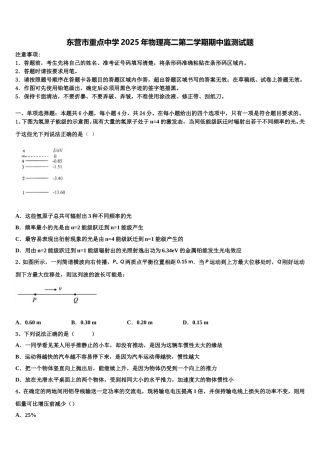 东营市重点中学2025年物理高二第二学期期中监测试题含解析