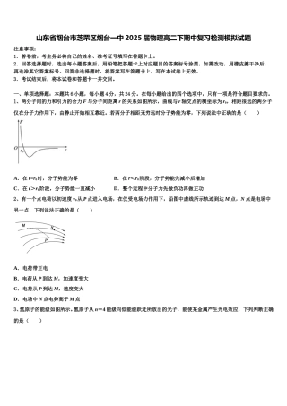 山东省烟台市芝罘区烟台一中2025届物理高二下期中复习检测模拟试题含解析