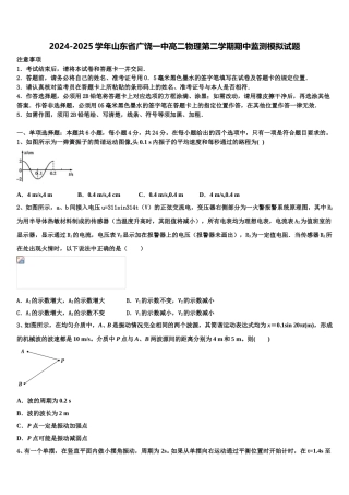 2024-2025学年山东省广饶一中高二物理第二学期期中监测模拟试题含解析