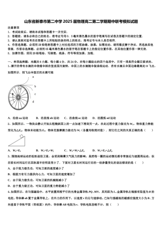 山东省新泰市第二中学2025届物理高二第二学期期中联考模拟试题含解析