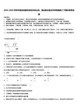 2024-2025学年齐鲁名校教科研协作体山东、湖北部分重点中学物理高二下期中统考试题含解析