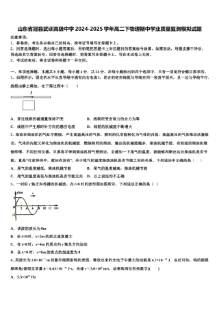 山东省冠县武训高级中学2024-2025学年高二下物理期中学业质量监测模拟试题含解析