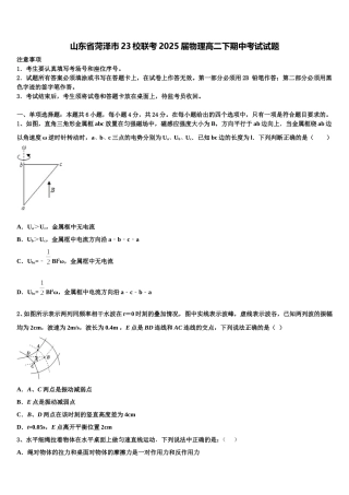 山东省菏泽市23校联考2025届物理高二下期中考试试题含解析