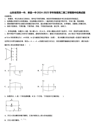 山东省菏泽一中、单县一中2024-2025学年物理高二第二学期期中经典试题含解析