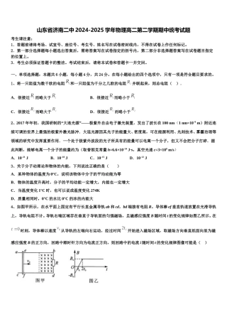 山东省济南二中2024-2025学年物理高二第二学期期中统考试题含解析