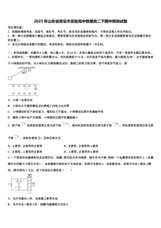 2025年山东省青岛市实验高中物理高二下期中预测试题含解析