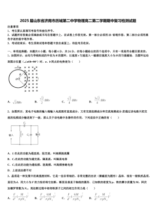 2025届山东省济南市历城第二中学物理高二第二学期期中复习检测试题含解析