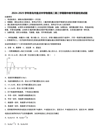 2024-2025学年青岛市重点中学物理高二第二学期期中教学质量检测试题含解析