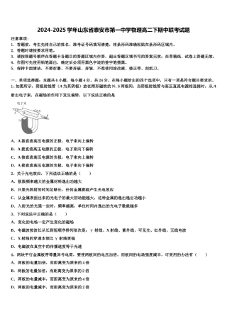 2024-2025学年山东省泰安市第一中学物理高二下期中联考试题含解析