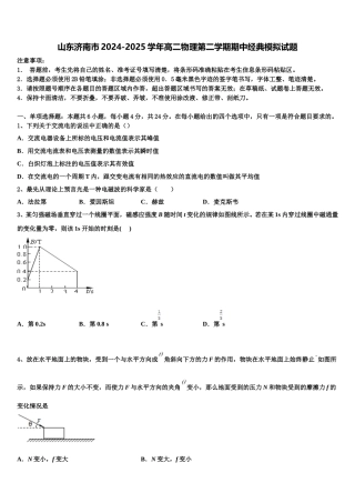山东济南市2024-2025学年高二物理第二学期期中经典模拟试题含解析