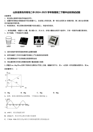 山东省青岛市青岛二中2024-2025学年物理高二下期中达标测试试题含解析