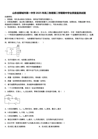 山东省聊城市第一中学2025年高二物理第二学期期中学业质量监测试题含解析
