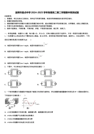 淄博市重点中学2024-2025学年物理高二第二学期期中预测试题含解析