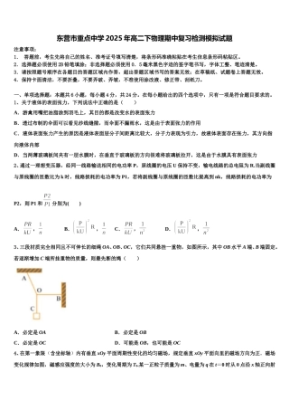 东营市重点中学2025年高二下物理期中复习检测模拟试题含解析