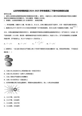 山东专卷博雅闻道2024-2025学年物理高二下期中经典模拟试题含解析