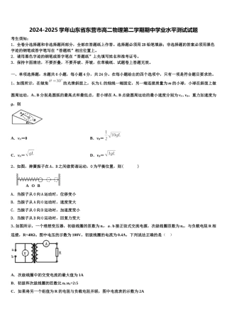 2024-2025学年山东省东营市高二物理第二学期期中学业水平测试试题含解析