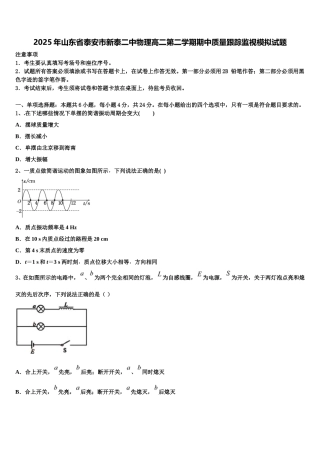 2025年山东省泰安市新泰二中物理高二第二学期期中质量跟踪监视模拟试题含解析