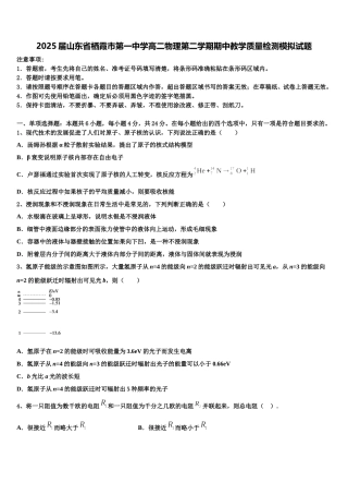 2025届山东省栖霞市第一中学高二物理第二学期期中教学质量检测模拟试题含解析