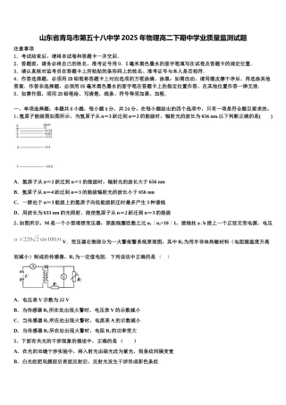 山东省青岛市第五十八中学2025年物理高二下期中学业质量监测试题含解析