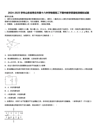 2024-2025学年山东省枣庄市第十八中学物理高二下期中教学质量检测模拟试题含解析