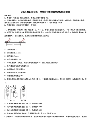 2025届山东菏泽一中高二下物理期中达标检测试题含解析