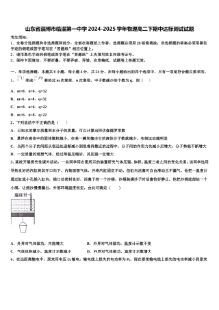 山东省淄博市临淄第一中学2024-2025学年物理高二下期中达标测试试题含解析