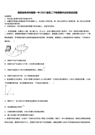 湖南省株洲市醴陵一中2025届高二下物理期中达标测试试题含解析