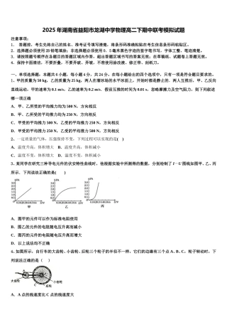 2025年湖南省益阳市龙湖中学物理高二下期中联考模拟试题含解析