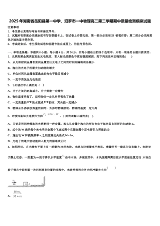 2025年湖南省岳阳县第一中学、汨罗市一中物理高二第二学期期中质量检测模拟试题含解析