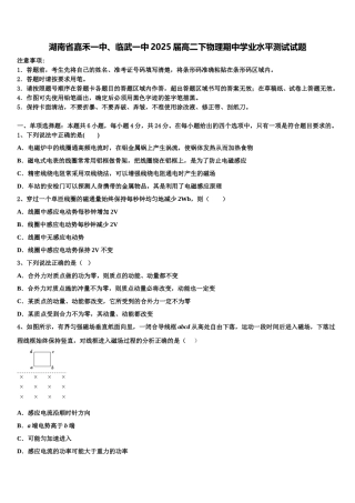 湖南省嘉禾一中、临武一中2025届高二下物理期中学业水平测试试题含解析