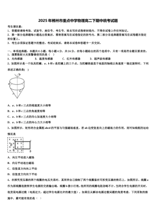 2025年郴州市重点中学物理高二下期中统考试题含解析