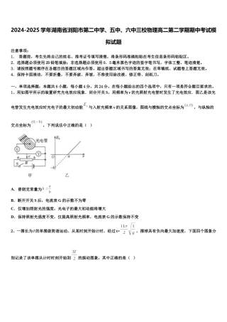 2024-2025学年湖南省浏阳市第二中学、五中、六中三校物理高二第二学期期中考试模拟试题含解析