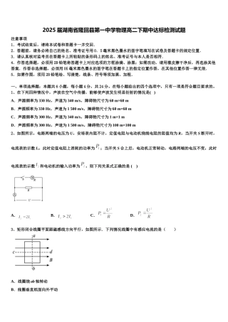 2025届湖南省隆回县第一中学物理高二下期中达标检测试题含解析