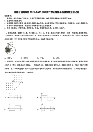 湖南省湘南联盟2024-2025学年高二下物理期中质量跟踪监视试题含解析