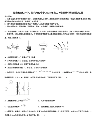 湖南省安仁一中、资兴市立中学2025年高二下物理期中调研模拟试题含解析