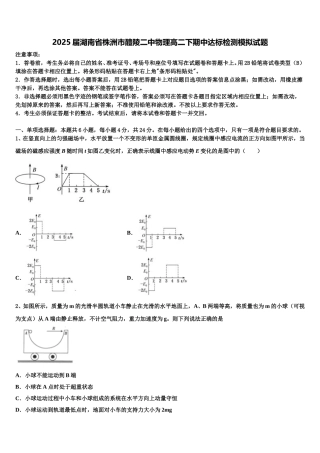 2025届湖南省株洲市醴陵二中物理高二下期中达标检测模拟试题含解析
