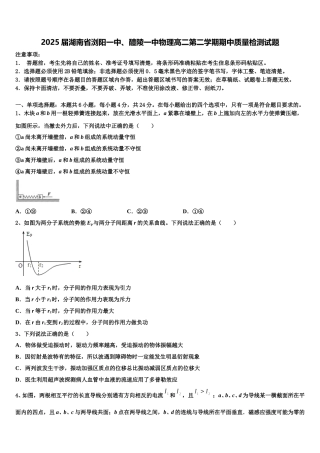 2025届湖南省浏阳一中、醴陵一中物理高二第二学期期中质量检测试题含解析