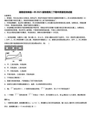 湖南省双峰县一中2025届物理高二下期中质量检测试题含解析